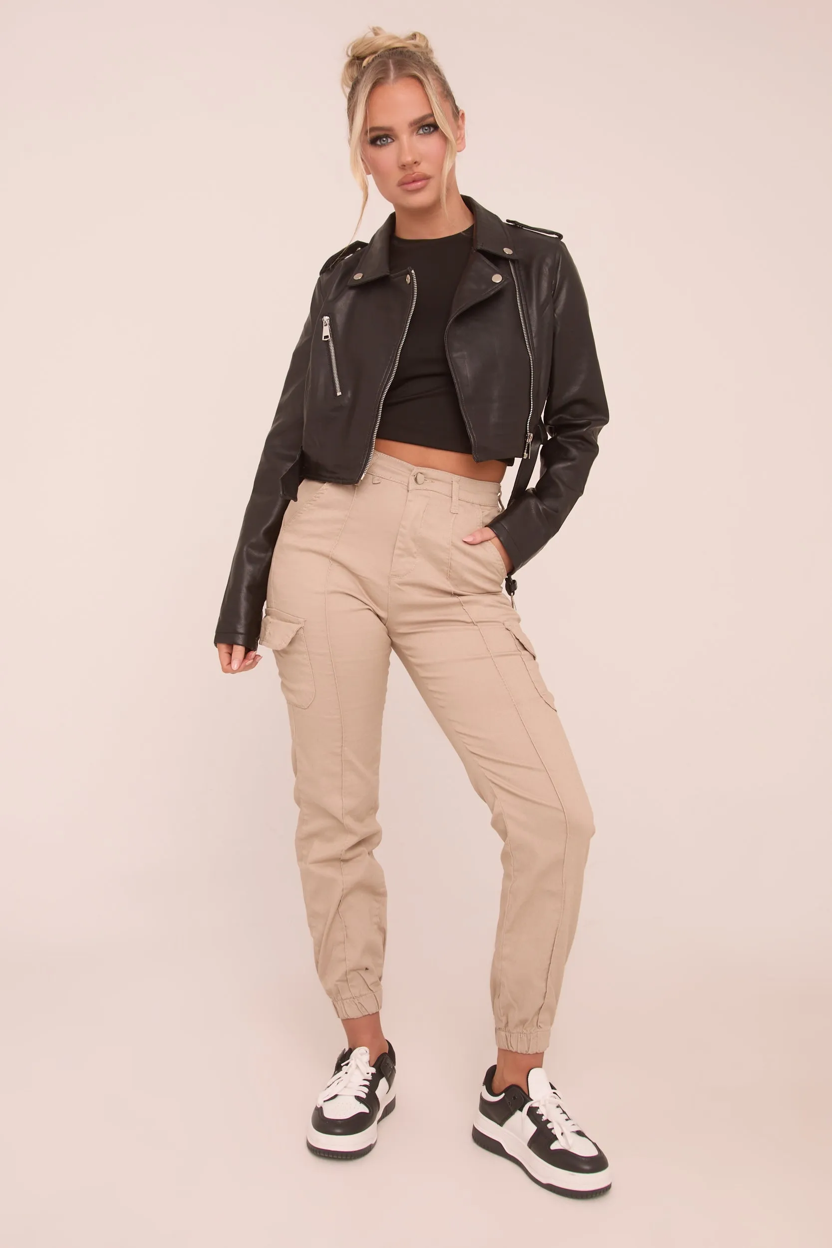 Beige Cuffed Cargo Trousers - Genesis