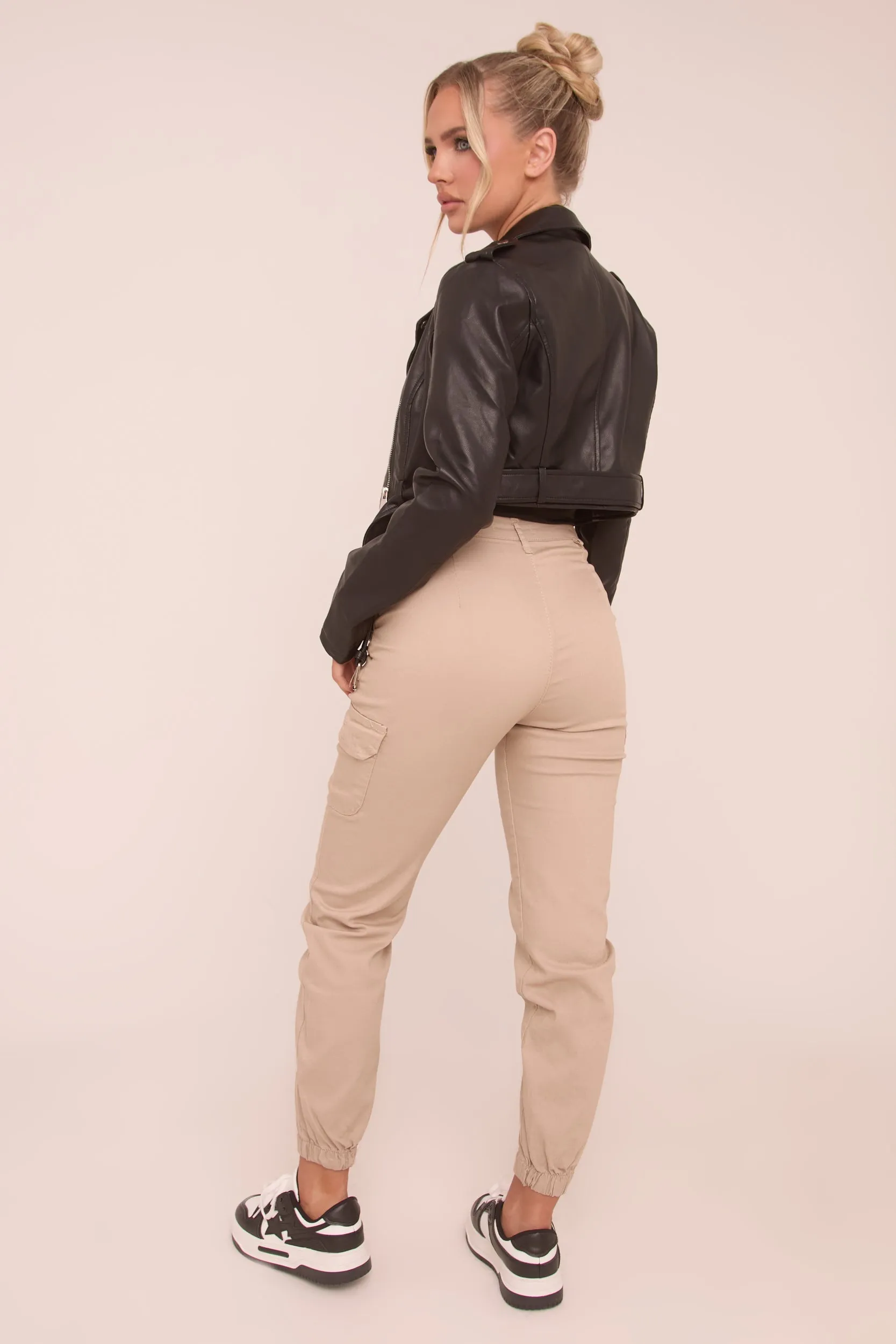 Beige Cuffed Cargo Trousers - Genesis