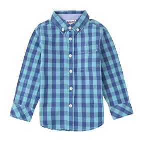 Boy Green/blue Long Sleeve Plaid Shirts