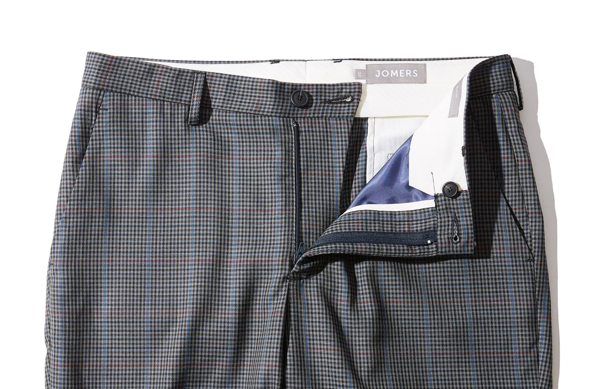 Cardiff - Blue Micro Check Wool Trousers