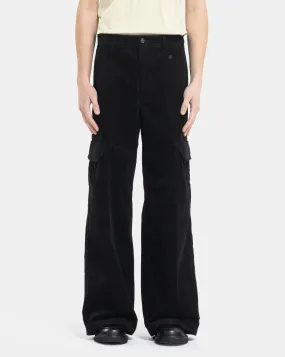 Corduroy Cargo Trousers in Black