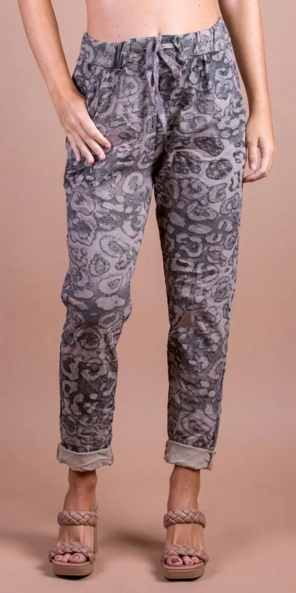 Cornelia Glitter Leopard Print Pant