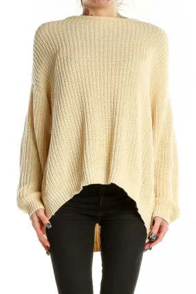 Cream Oversized Ribbed Cotton Sweater