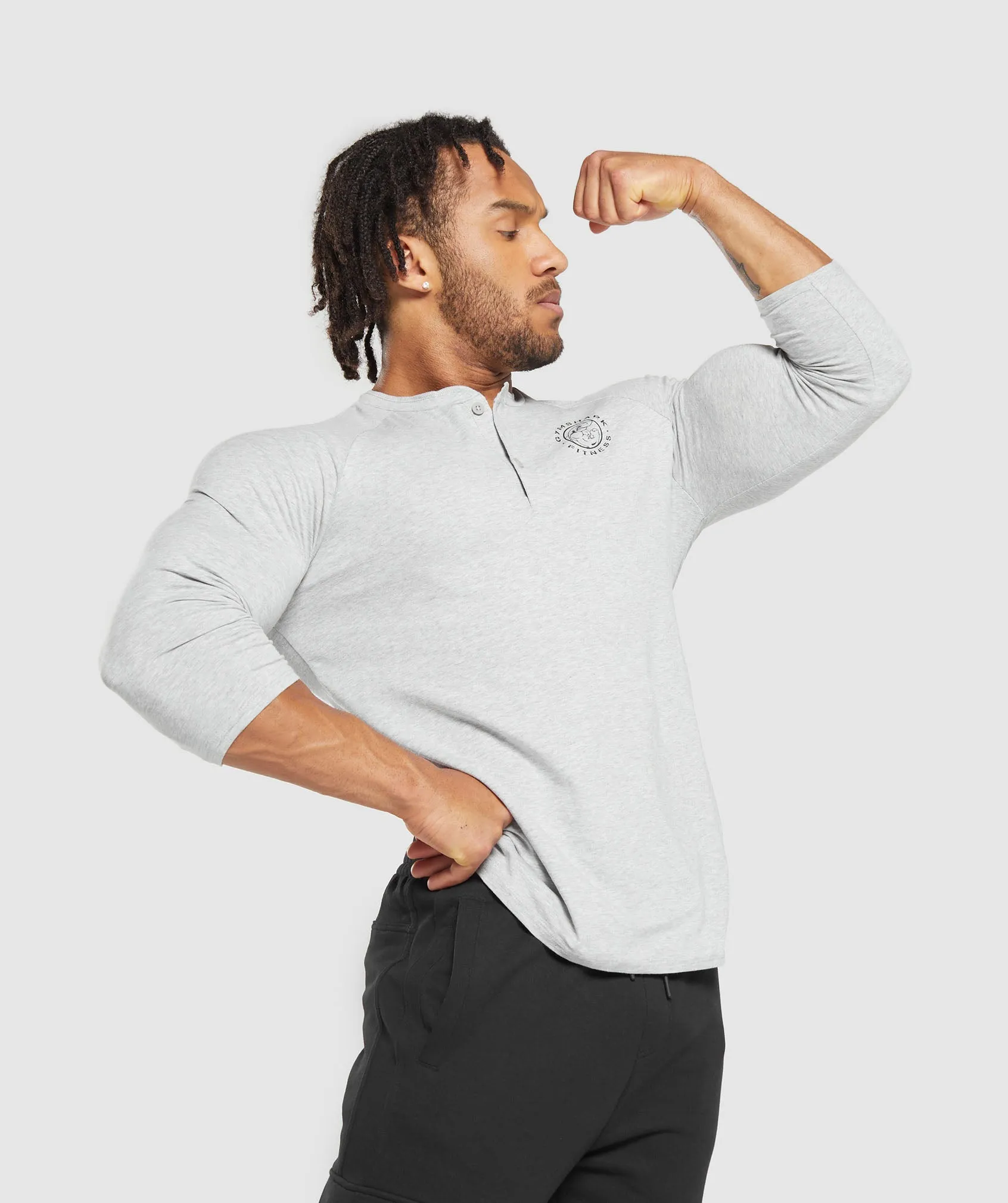 Gymshark Legacy Henley - Light Grey Marl