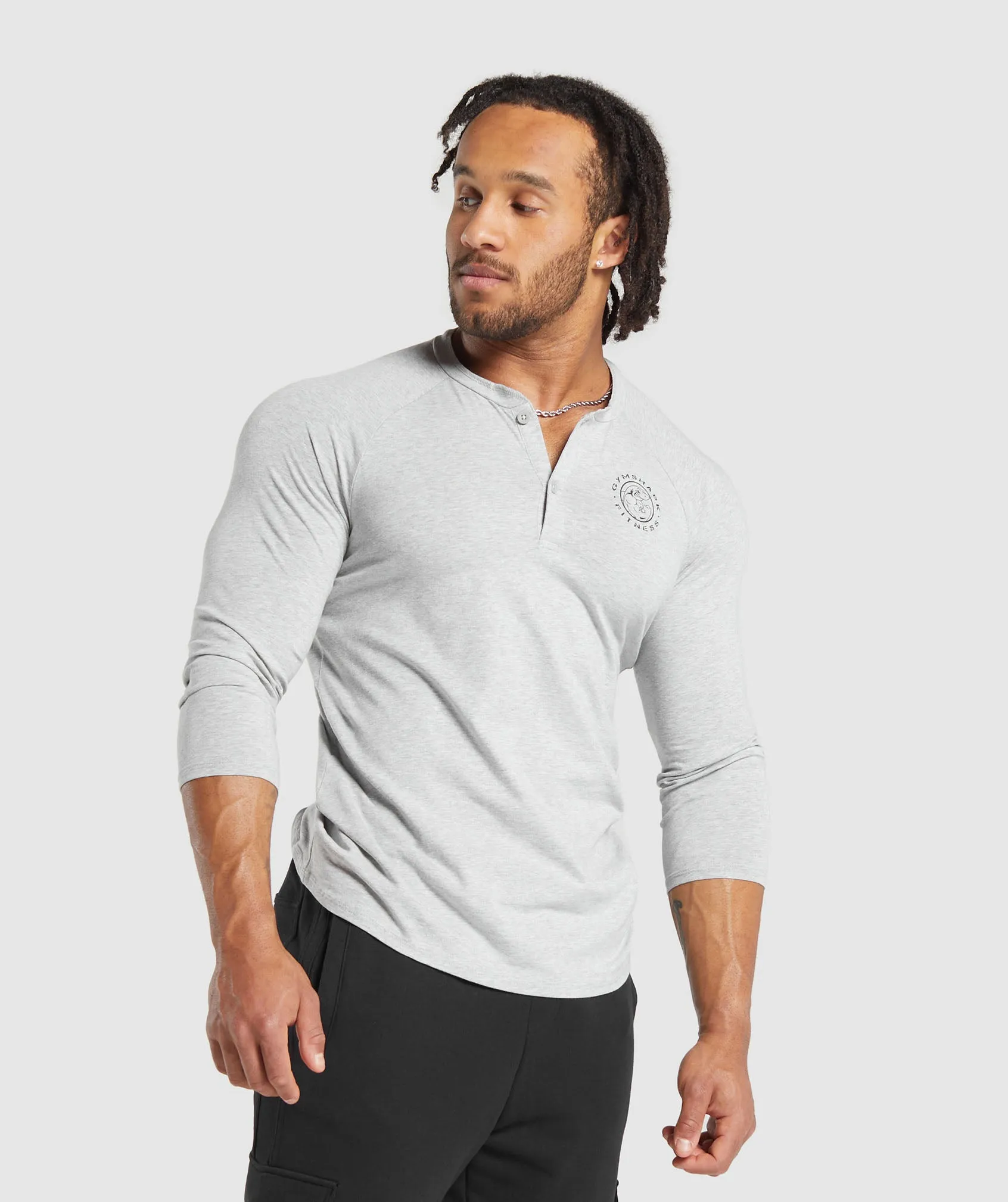 Gymshark Legacy Henley - Light Grey Marl