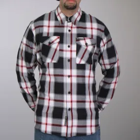 Hot Leathers FLM2003 Men's Black White and Red Long Sleeve Flannel