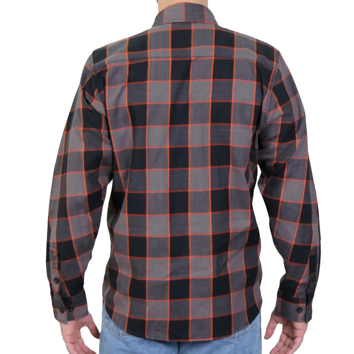 Hot Leathers FLM2020 Men's Black, Gray and Orange Flannel Long Sleeve Shirt