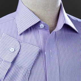 Lavender Lilac Twill Striped Formal Business Dress Shirt Royal Oxford Designer Fashion