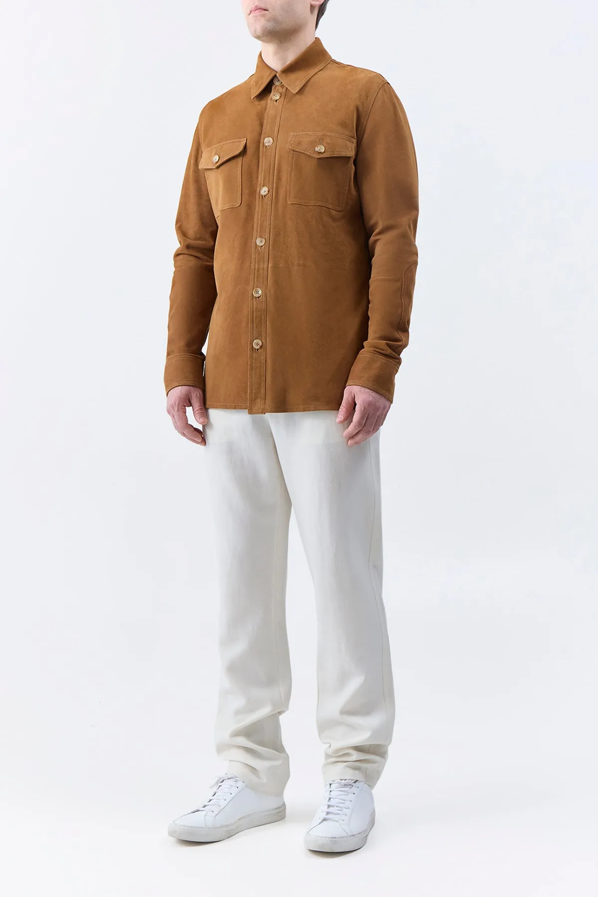 Lucas Overshirt in Camel Suede