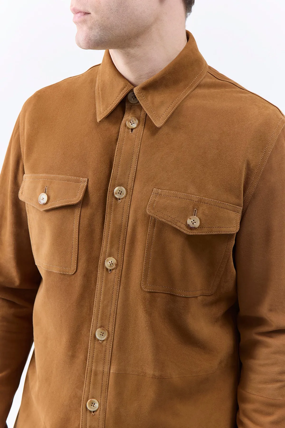 Lucas Overshirt in Camel Suede