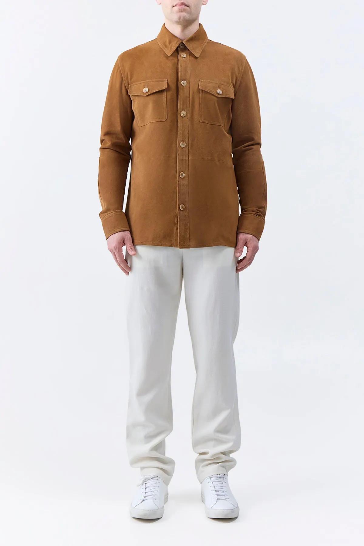 Lucas Overshirt in Camel Suede