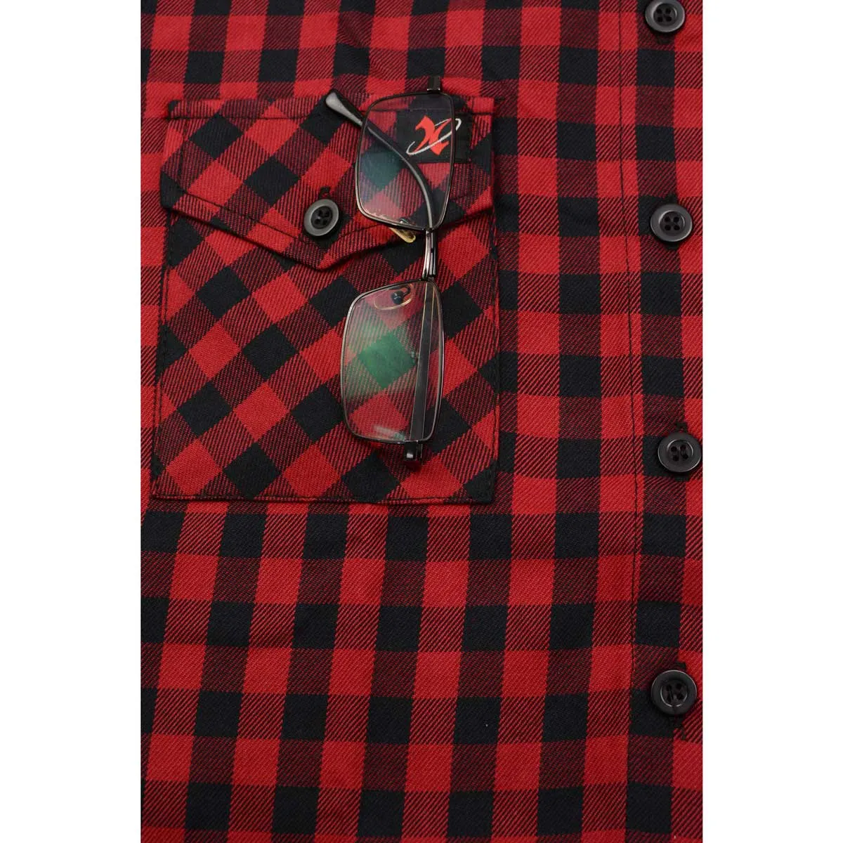 NexGen MNG21609 Women's Casual Red and Black Long Sleeve Cotton Casual Flannel Shirt