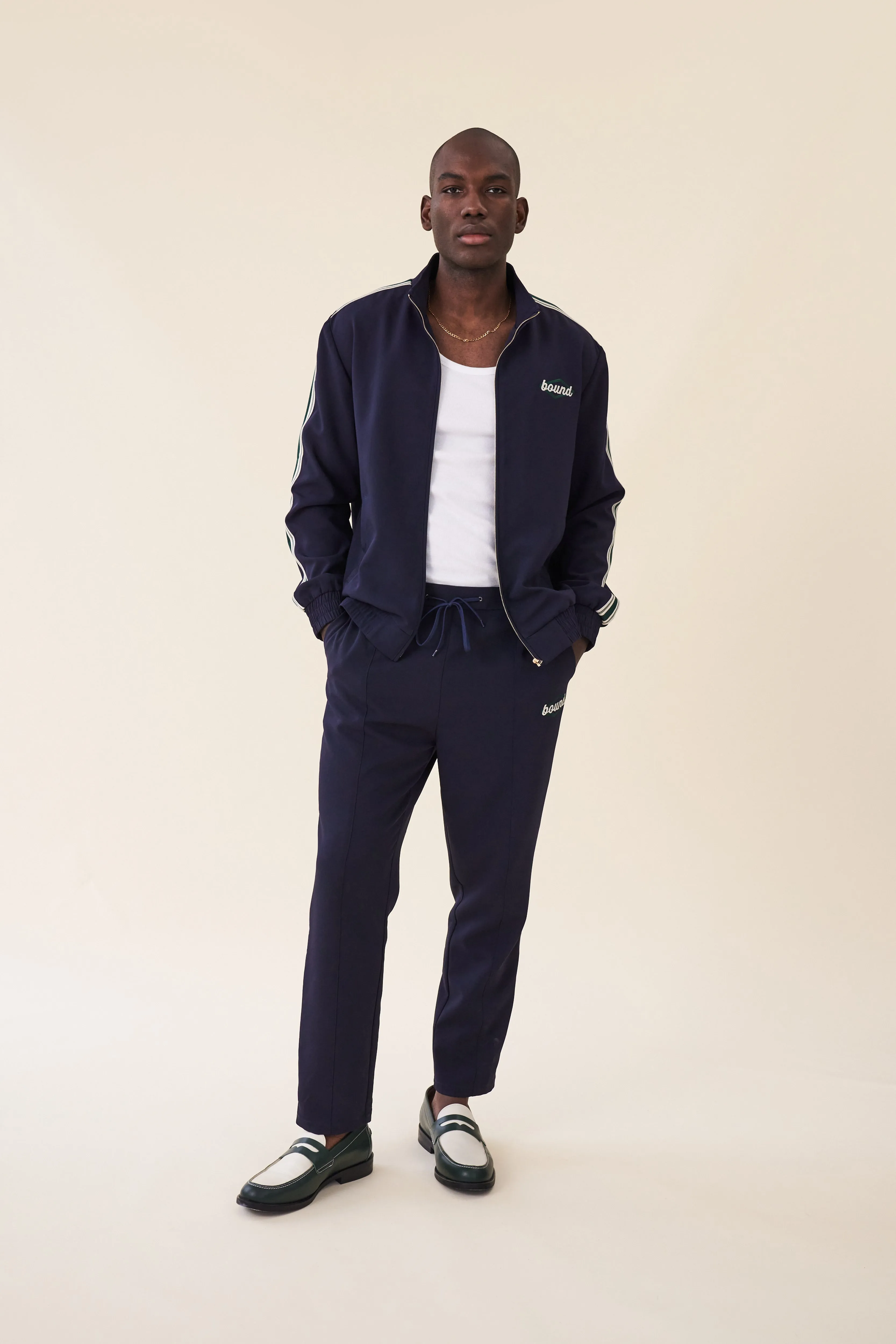 PAULIE NAVY STRIPE TRACK OVERSHIRT