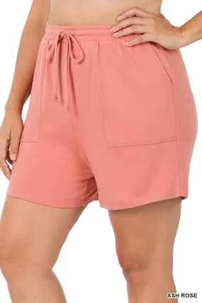 Plus Size Cotton Drawstring Waist Shorts