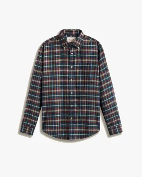 Portuguese Flannel Forest Train Shirt - Green / Red