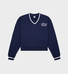 Prince Health Embroidered V-Neck Sweatshirt - Navy/White