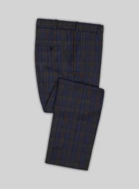 Reda Adlis Blue Checks Wool Pants