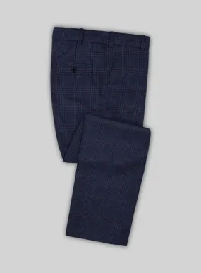 Reda Navy Checks Wool Pants