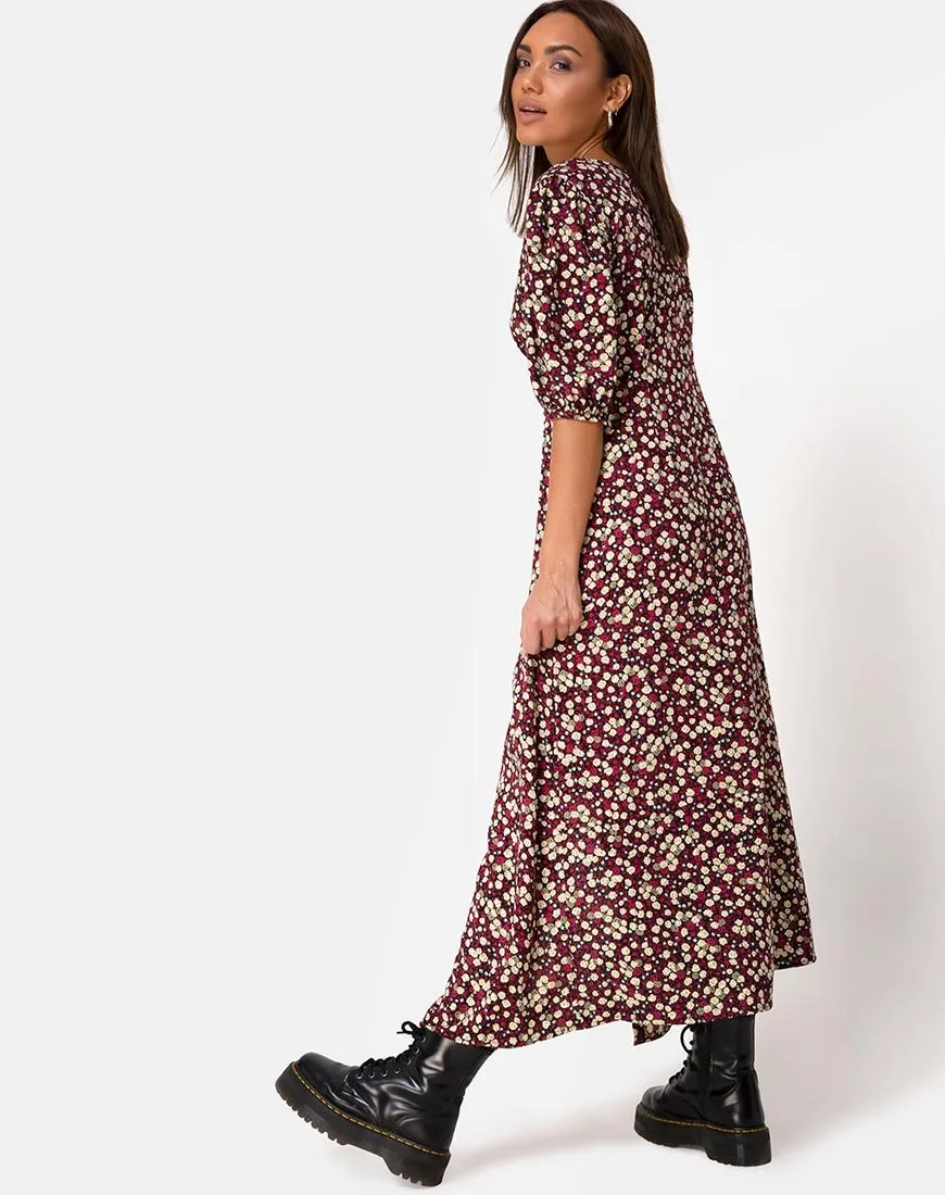 Rigita Dress in Floral Field Plum