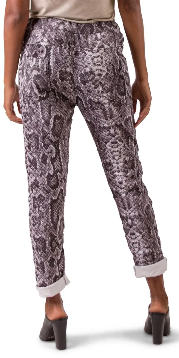 Snake Print Tie-Waist Pant