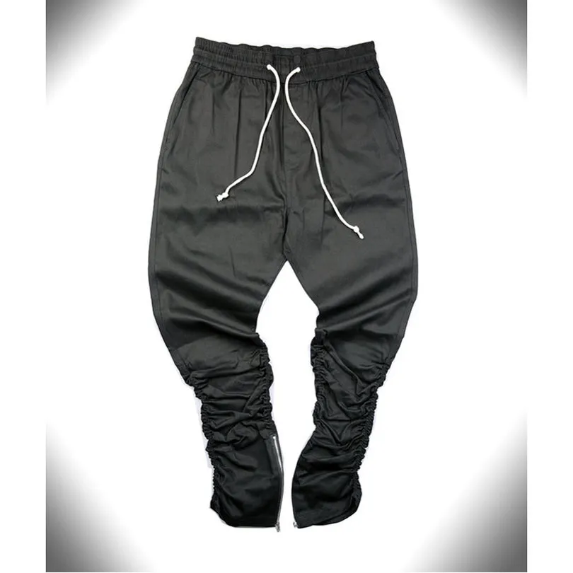 Tapered Zipper Legs Men Drawstring Jogger Pants