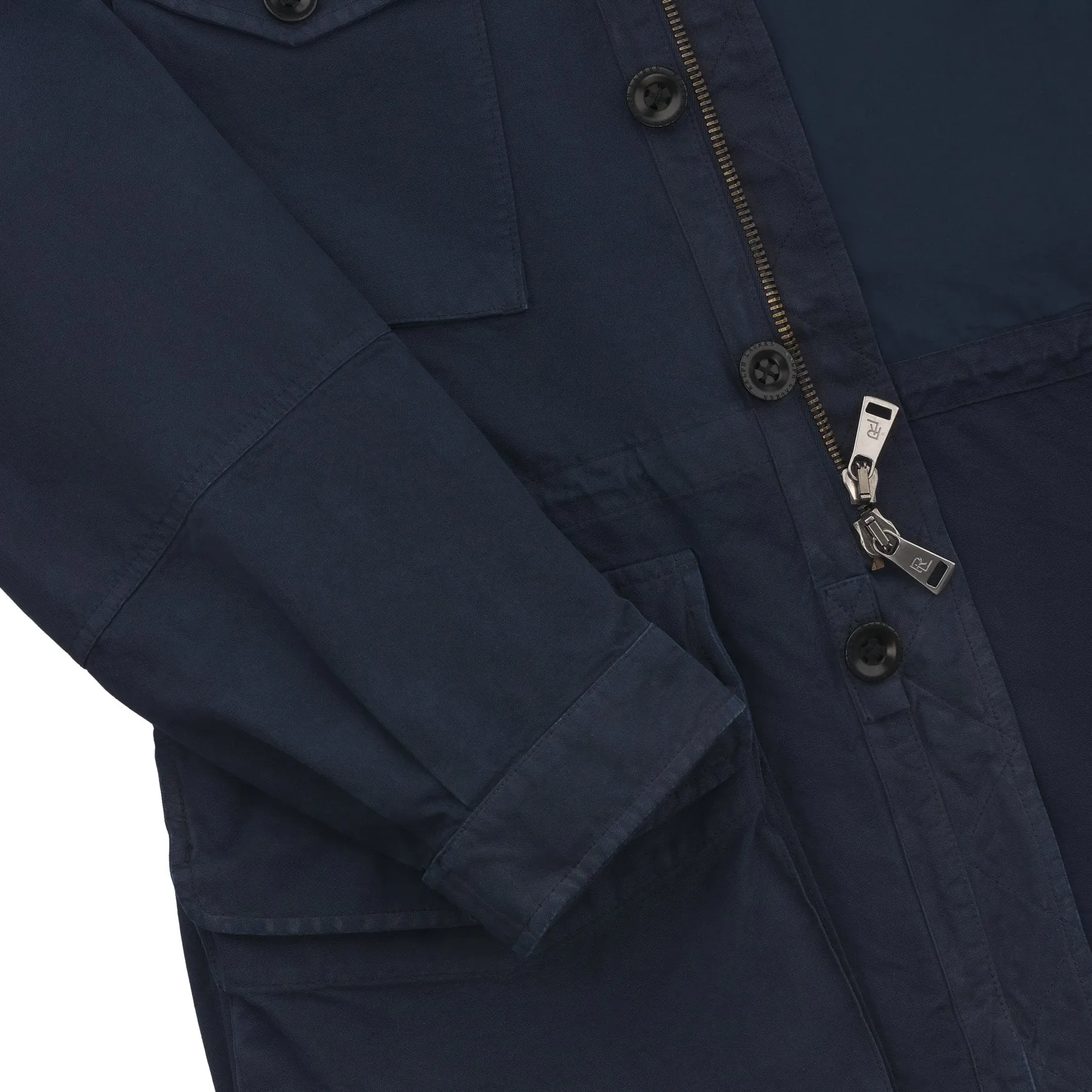 Unlined Cotton Canvas 4 Pocket Military Jacket in Navy Blue